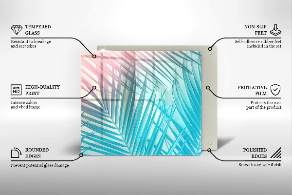 Üveg vágódeszka Pasztell levelek