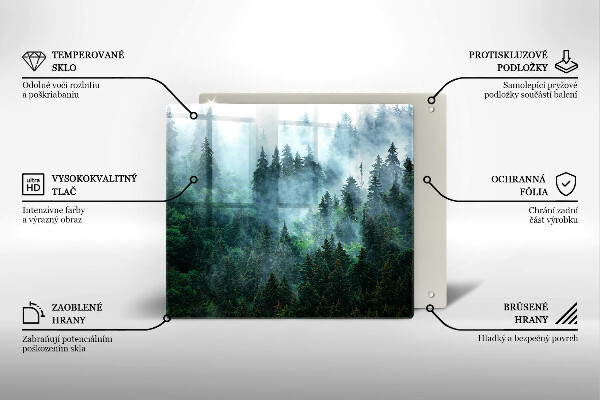 Üveg vágódeszka Erdő a ködben
