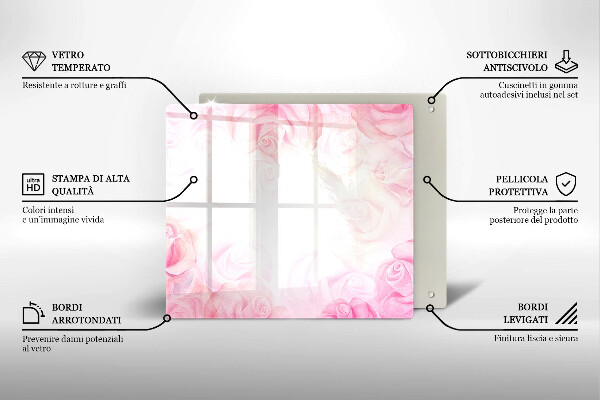 Üveg vágódeszka Finom rózsák háttér