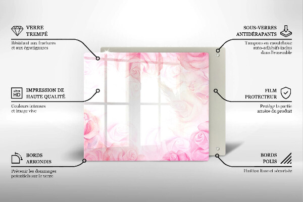 Üveg vágódeszka Finom rózsák háttér