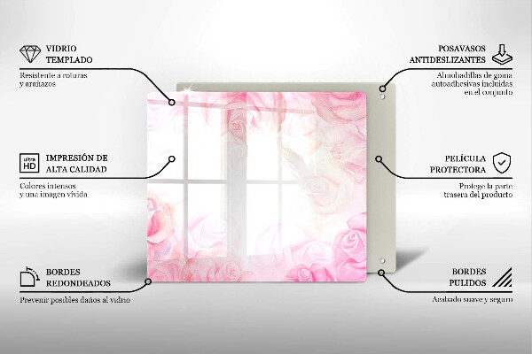 Üveg vágódeszka Finom rózsák háttér