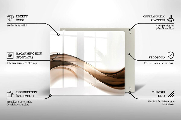 Üveg vágódeszka Absztrakt barna vonalak