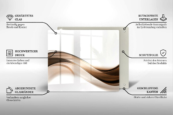 Üveg vágódeszka Absztrakt barna vonalak