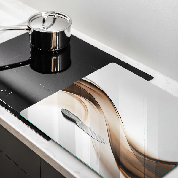 Üveg vágódeszka Absztrakt barna vonalak