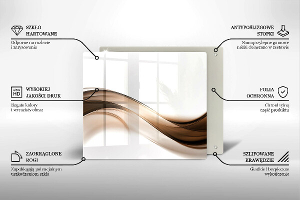 Üveg vágódeszka Absztrakt barna vonalak