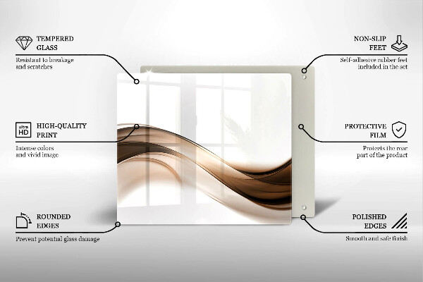 Üveg vágódeszka Absztrakt barna vonalak