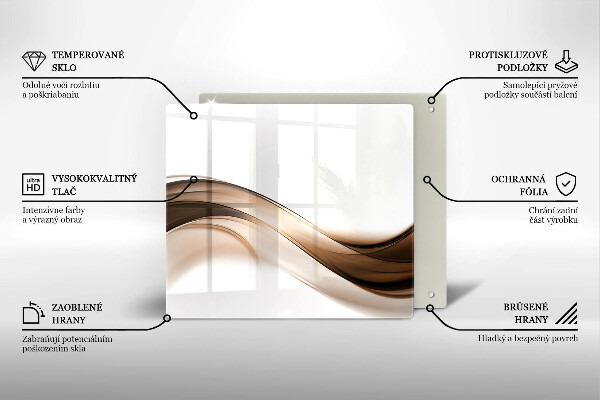 Üveg vágódeszka Absztrakt barna vonalak