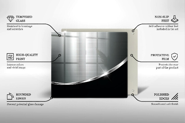 Üveg vágódeszka Absztrakció fémmel