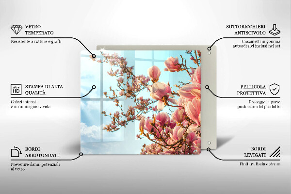Üveg vágódeszka Rózsaszín virágú fa