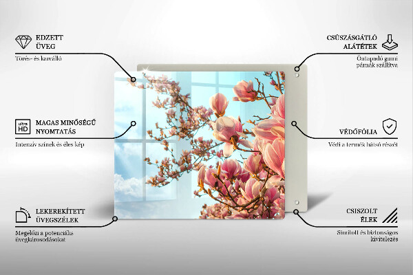 Üveg vágódeszka Rózsaszín virágú fa