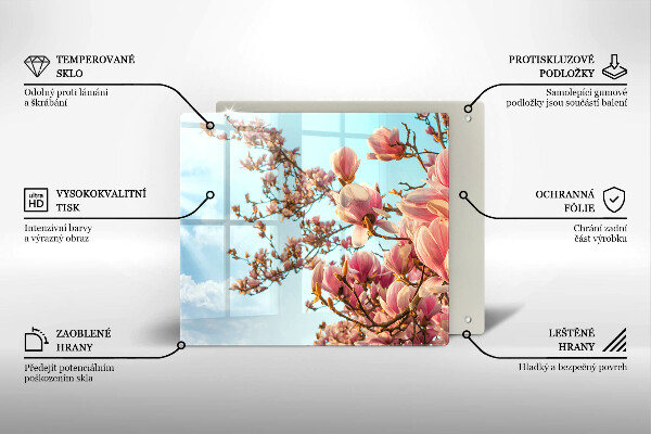 Üveg vágódeszka Rózsaszín virágú fa