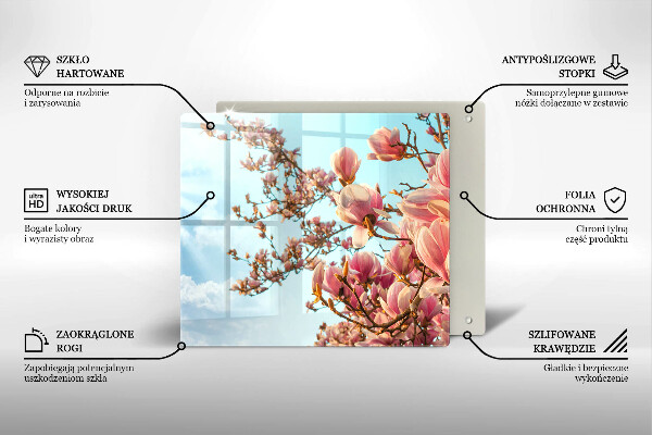 Üveg vágódeszka Rózsaszín virágú fa