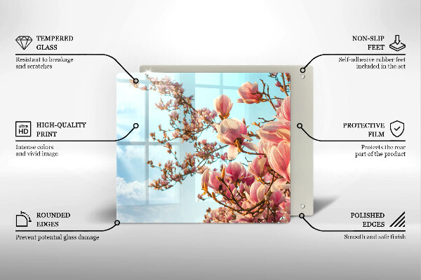 Üveg vágódeszka Rózsaszín virágú fa