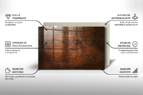 Üveg vágódeszka Sötét fa tábla