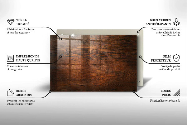 Üveg vágódeszka Sötét fa tábla