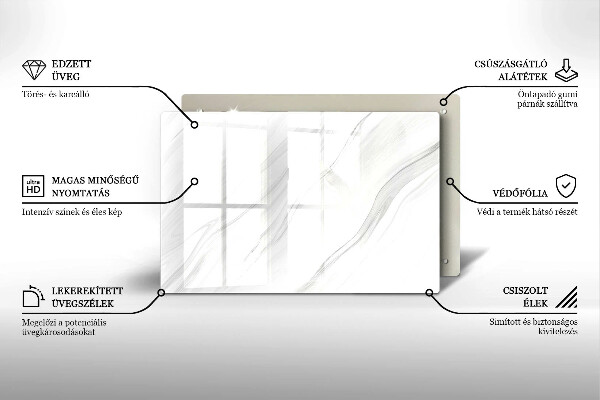 Üveg vágódeszka Finom márvány
