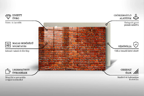 Üveg vágódeszka Téglafal fala