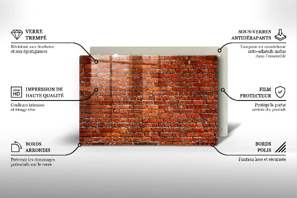 Üveg vágódeszka Téglafal fala
