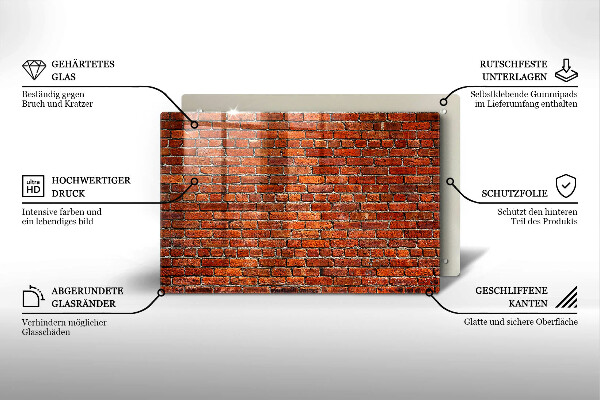 Üveg vágódeszka Téglafal fala