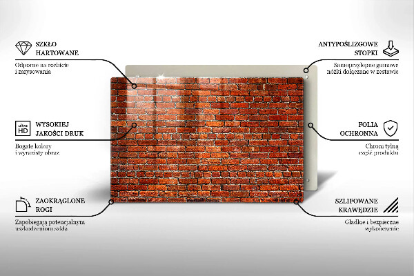 Üveg vágódeszka Téglafal fala