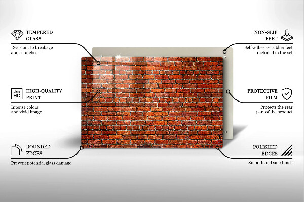Üveg vágódeszka Téglafal fala