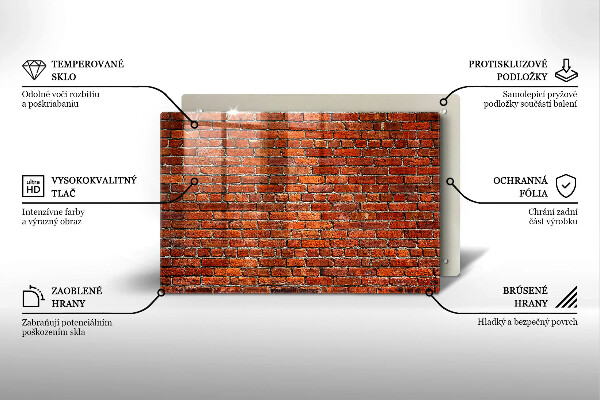 Üveg vágódeszka Téglafal fala