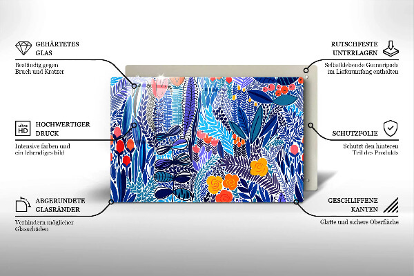 Üveg vágódeszka Festett rét