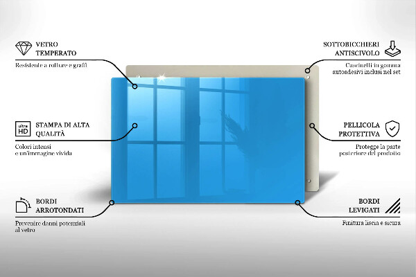 Üveg vágódeszka Kék szín