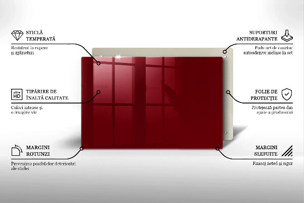 Üveg vágódeszka Bordó színű