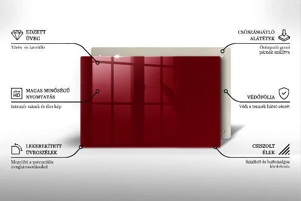 Üveg vágódeszka Bordó színű