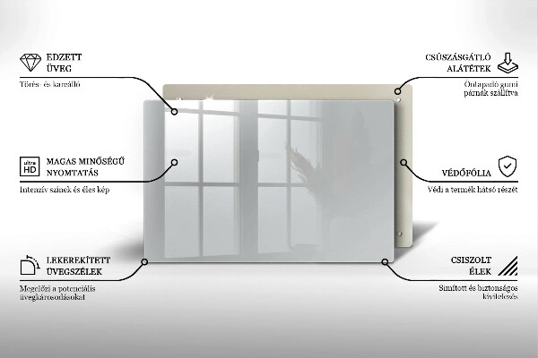Üveg vágódeszka Szürke színű