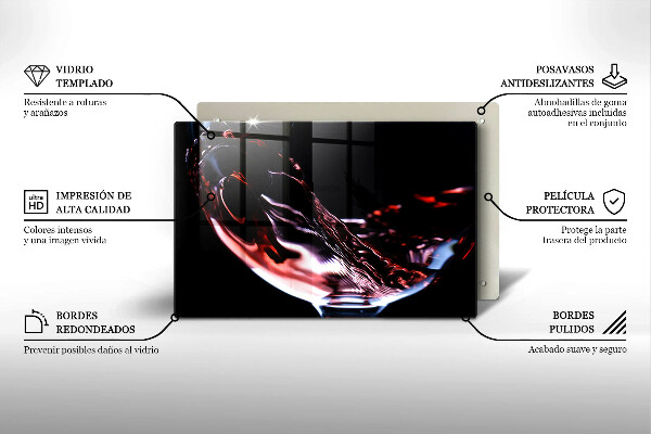 Üveg vágódeszka Egy pohár vörösbor