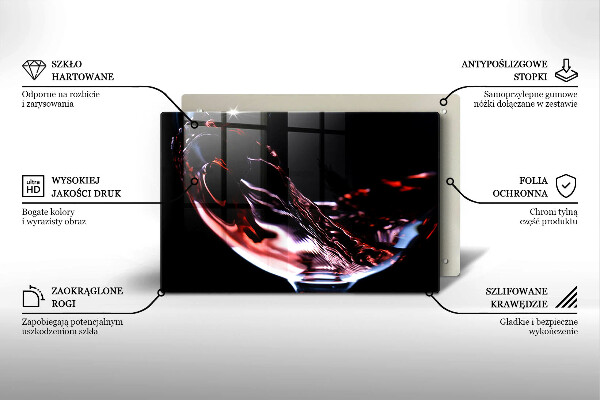 Üveg vágódeszka Egy pohár vörösbor