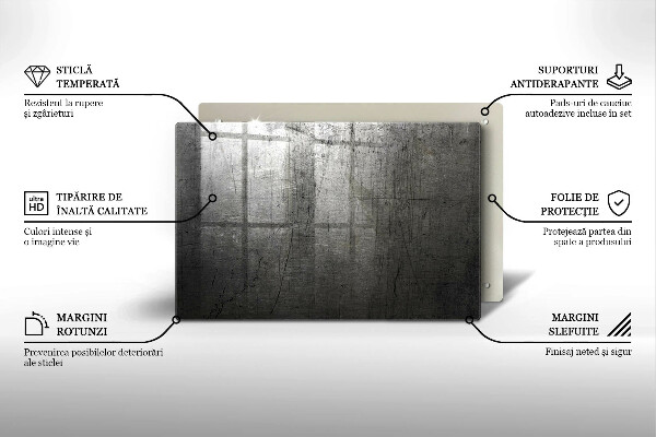 Üveg vágódeszka Fém textúra