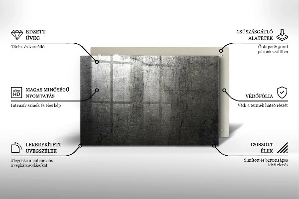 Üveg vágódeszka Fém textúra
