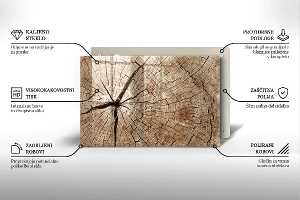 Üveg vágódeszka Egy fa keresztmetszete
