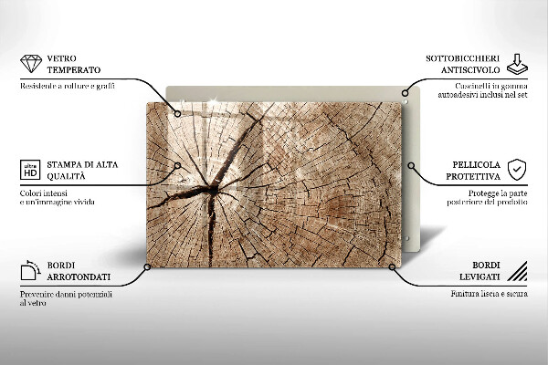 Üveg vágódeszka Egy fa keresztmetszete