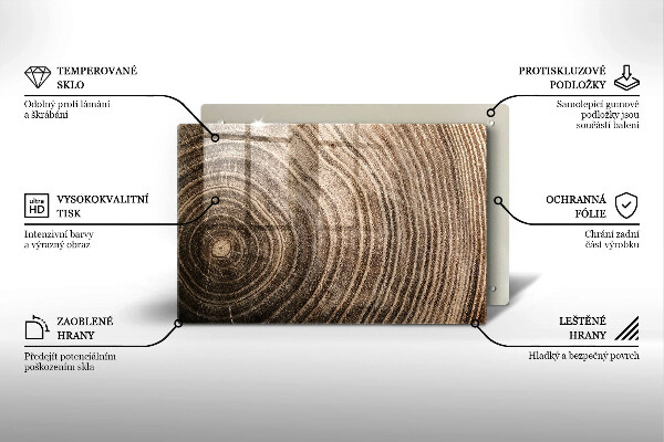 Üveg vágódeszka Fa gyűrűk
