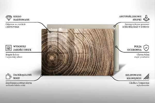 Üveg vágódeszka Fa gyűrűk