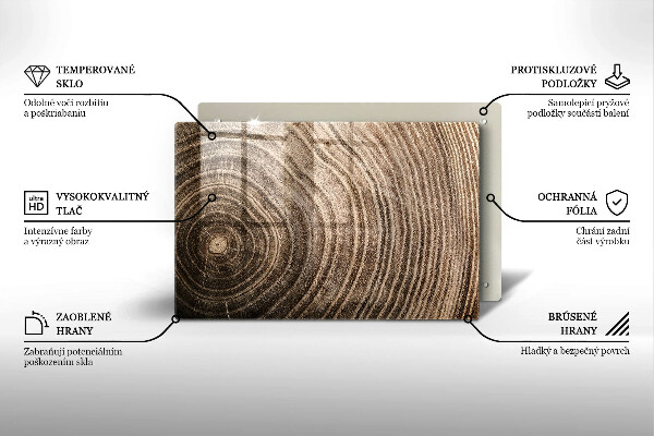 Üveg vágódeszka Fa gyűrűk