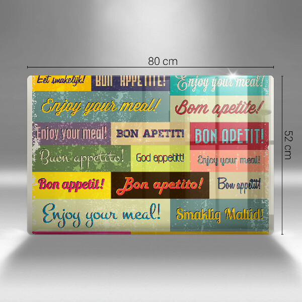 Üveg vágódeszka Feliratok Jó étvágyat nyelvek