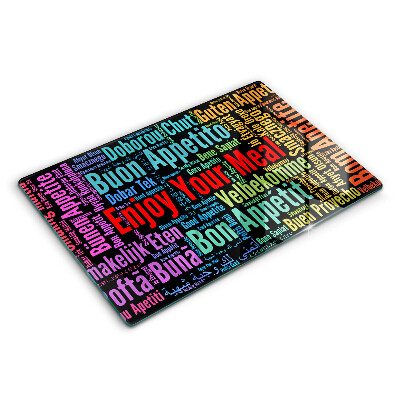 Üveg vágódeszka Feliratok Jó étvágyat nyelvek