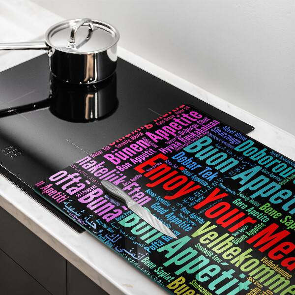 Üveg vágódeszka Feliratok Jó étvágyat nyelvek