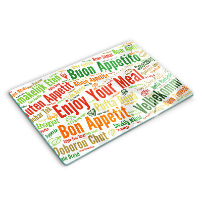 Üveg vágódeszka Feliratok Jó étvágyat nyelvek