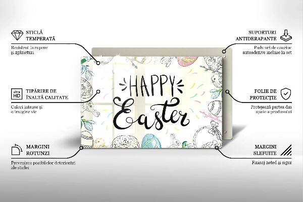 Üveg vágódeszka Happy Easter