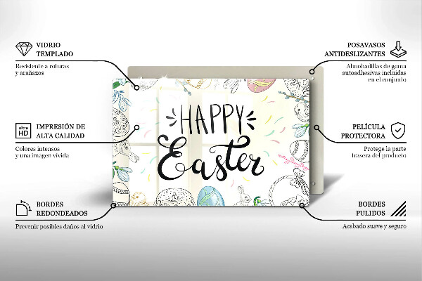 Üveg vágódeszka Happy Easter
