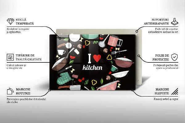 Üveg vágódeszka Illusztráció Imádom a konyhát