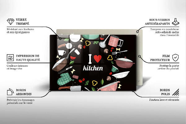 Üveg vágódeszka Illusztráció Imádom a konyhát