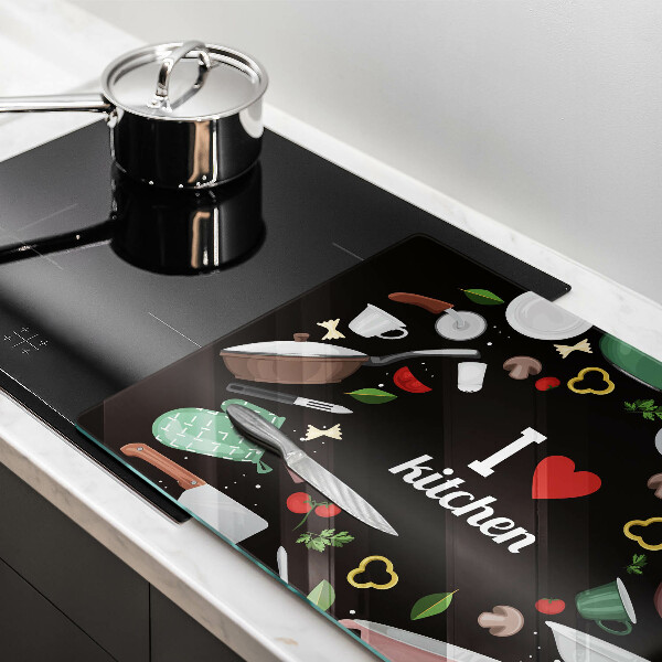 Üveg vágódeszka Illusztráció Imádom a konyhát