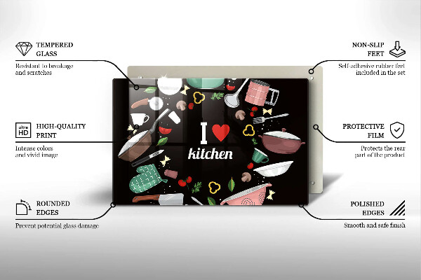 Üveg vágódeszka Illusztráció Imádom a konyhát